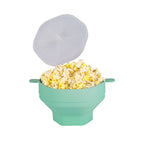 Collapsible Silicone Microwave Popcorn Bowl with Lid