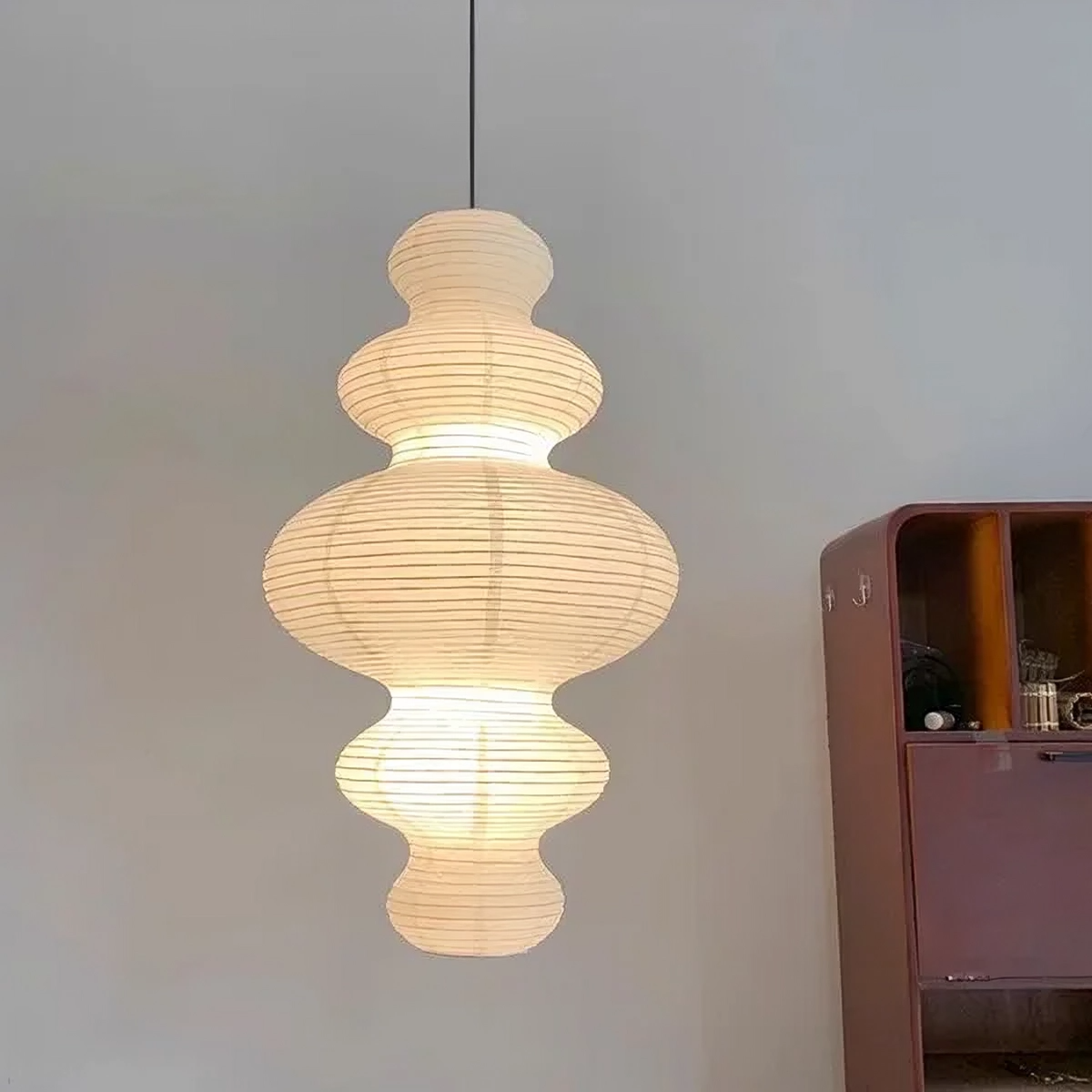 Layered Rice Paper Pendant Light, 45 cm, Japandi Style