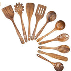 Solid Teak Kitchen Utensil Set, 5, 7 or 10 Pieces
