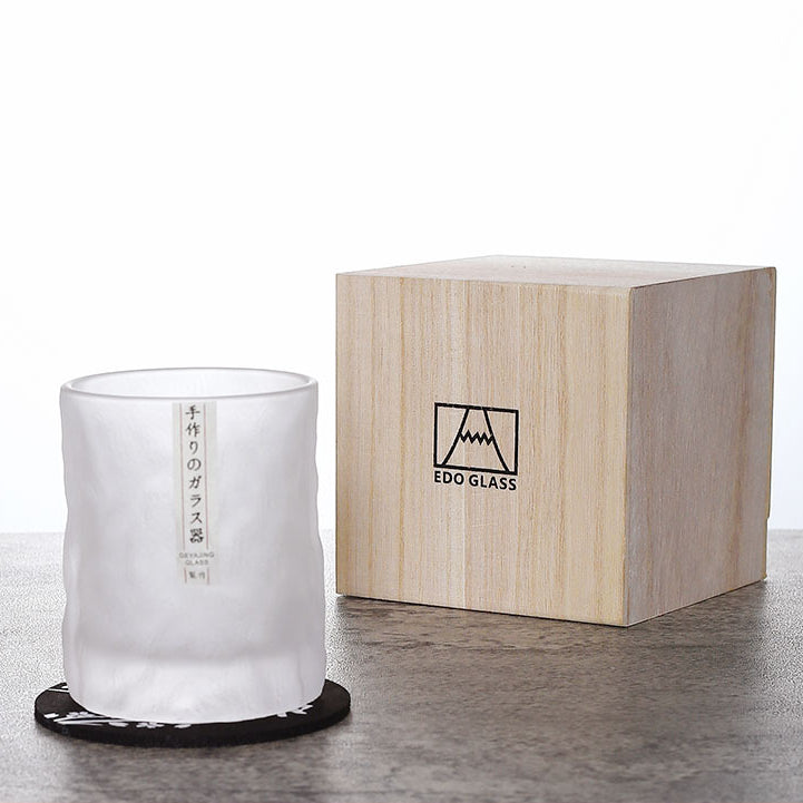 Faceted Crystal Whisky Glass 300ml with Wooden Gift Box