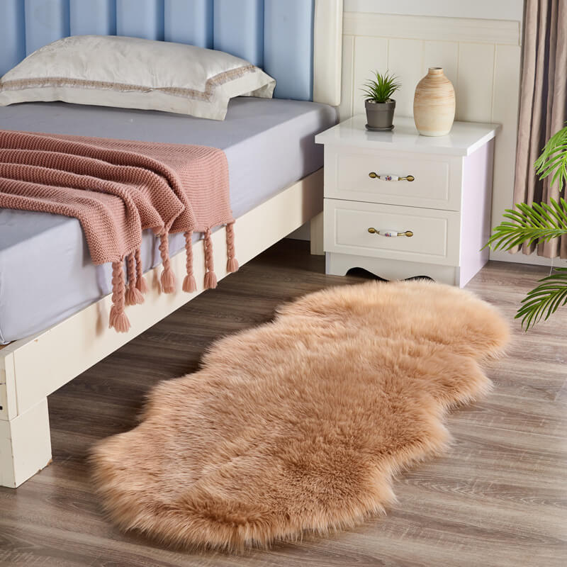 Faux Sheepskin Rug, Fluffy with Non-Slip Suede-Look Backing