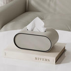 Oval Leather Look Tissue Box Cover 22 cm in Orange