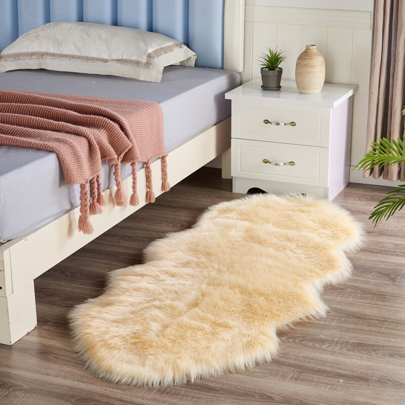 Long Pile Faux Fur Rug with Non-Slip Backing, Five Sizes
