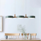 Round LED Pendant Light with Wood Details, 77 cm