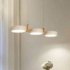 Round LED Pendant Light with Wood Details, 77 cm