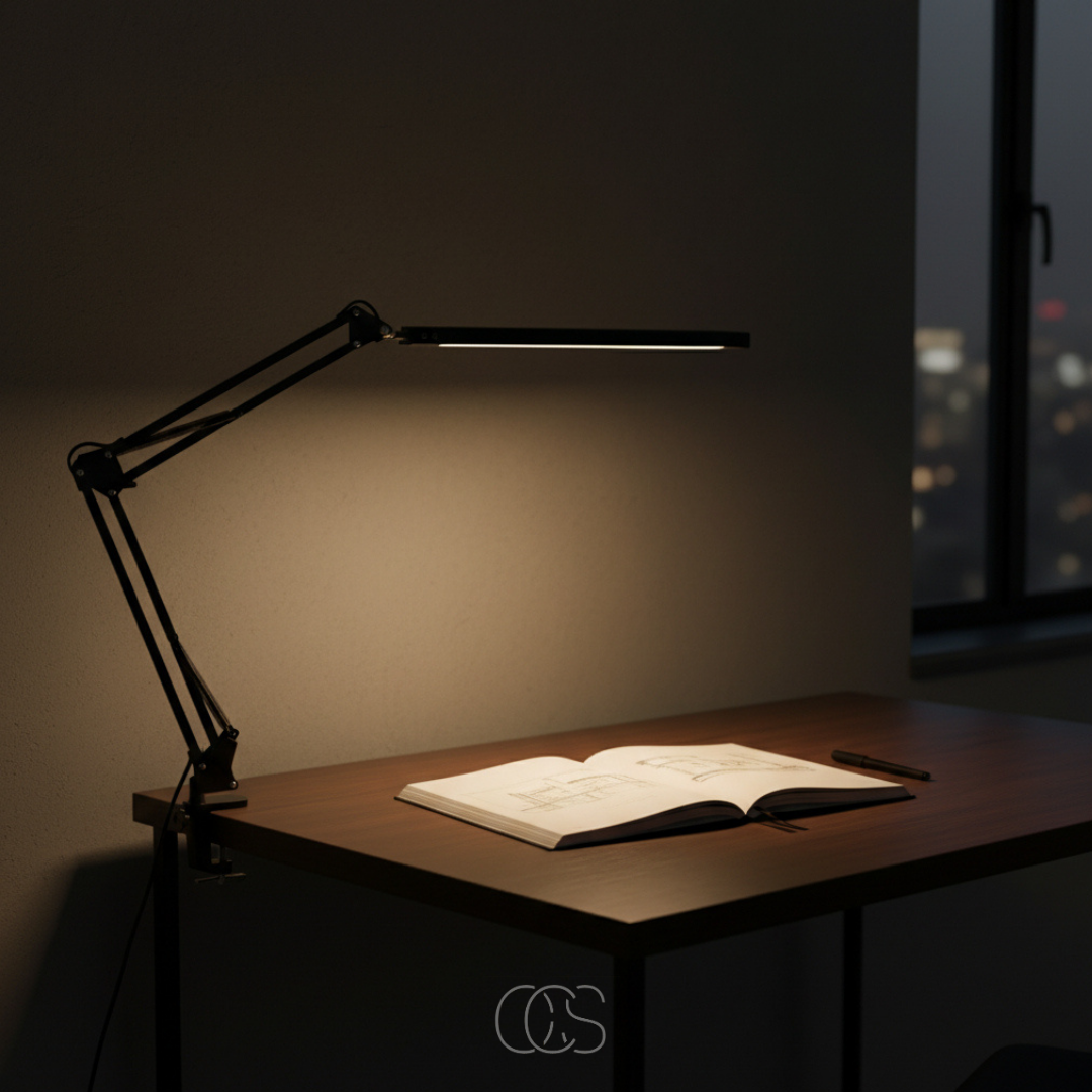 Dimmable LED Clamp Desk Lamp, 360° Flexible Arm, Black