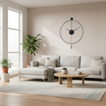 Large Silent Wall Clock, 50 cm, Black Metal with Pendulum