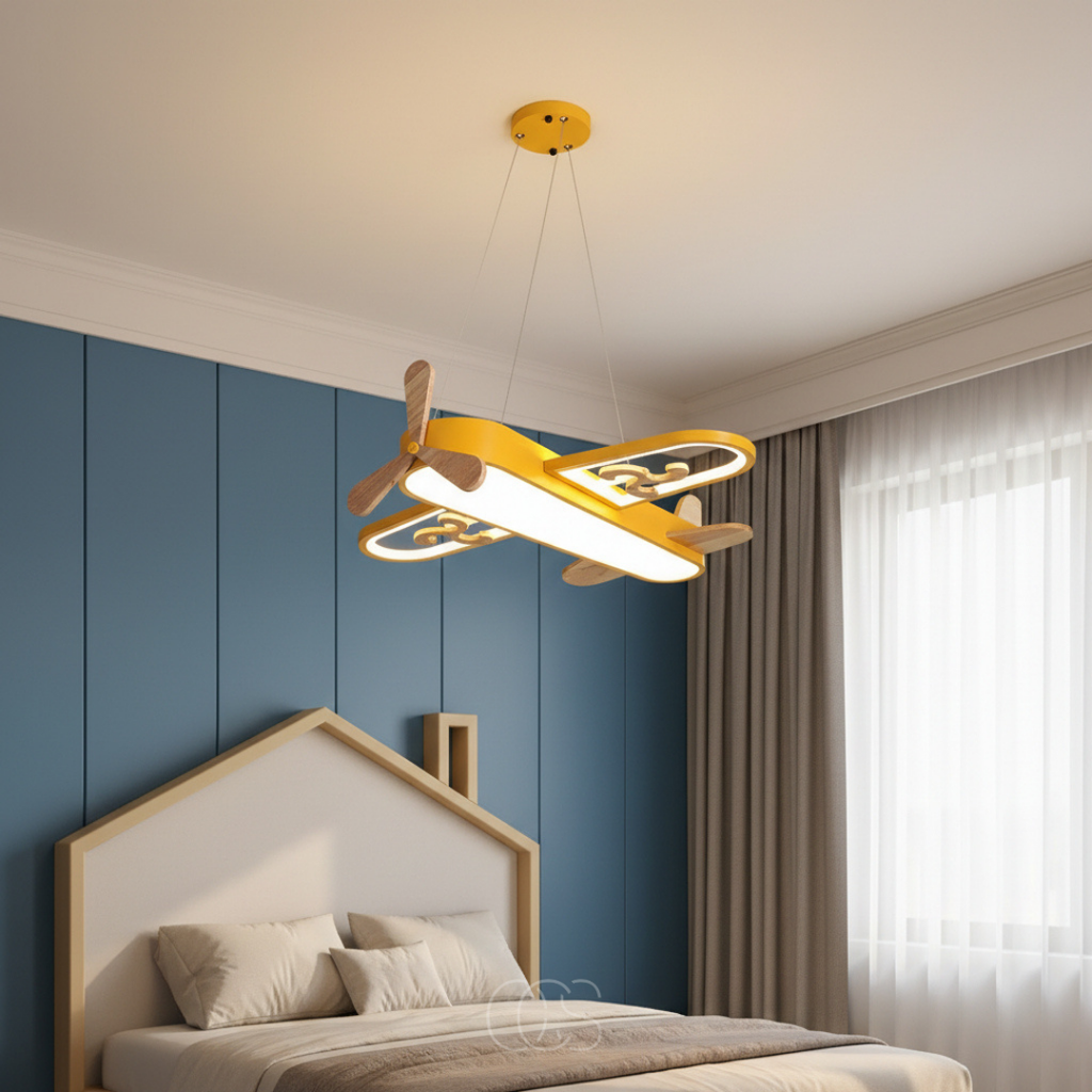 Aeroplane Pendant Light for Kids Rooms, 55 cm, Dimmable LED