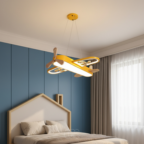 Aeroplane Pendant Light for Kids Rooms, 55 cm, Dimmable LED