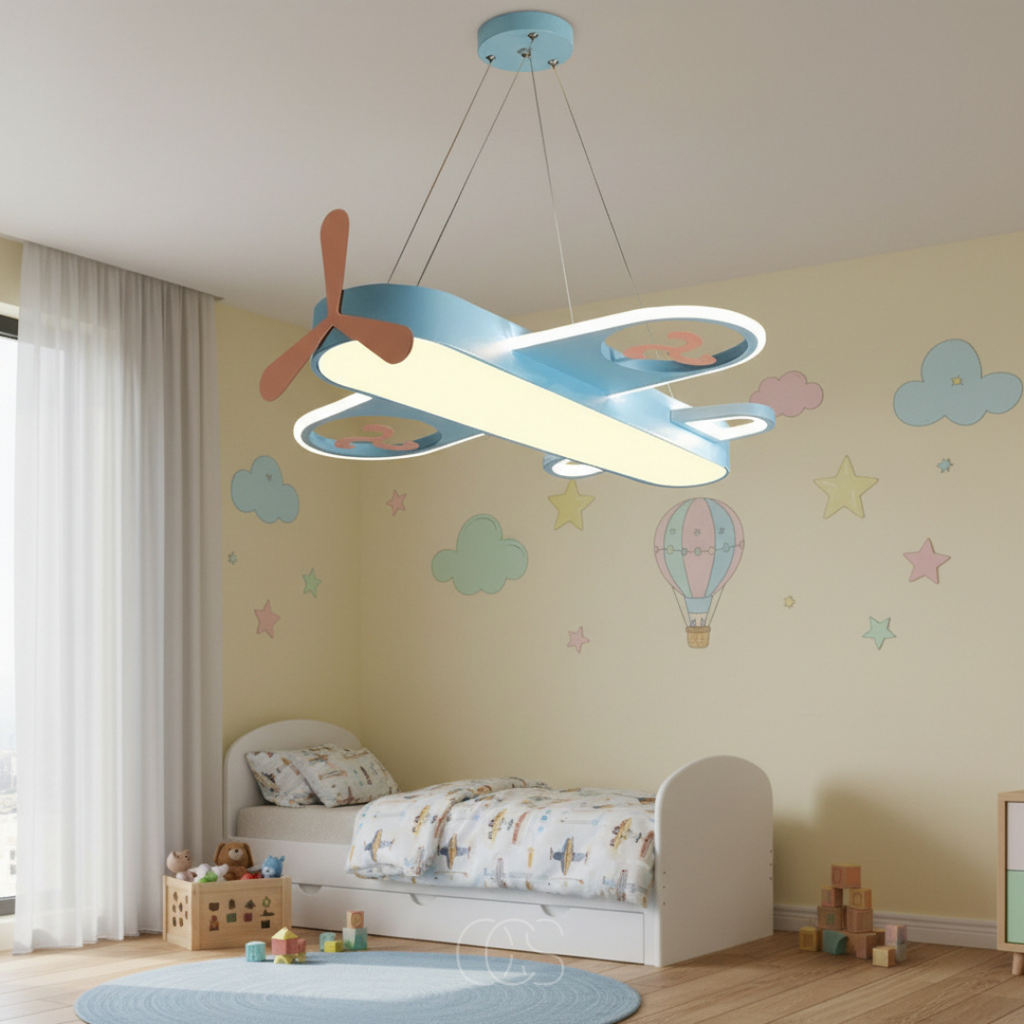 Aeroplane Pendant Light for Kids Rooms, 55 cm, Dimmable LED