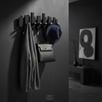Folding Wall Coat Rack in Solid Wood, Piano Key Design