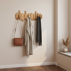 Folding Wall Coat Rack in Solid Wood, Piano Key Design