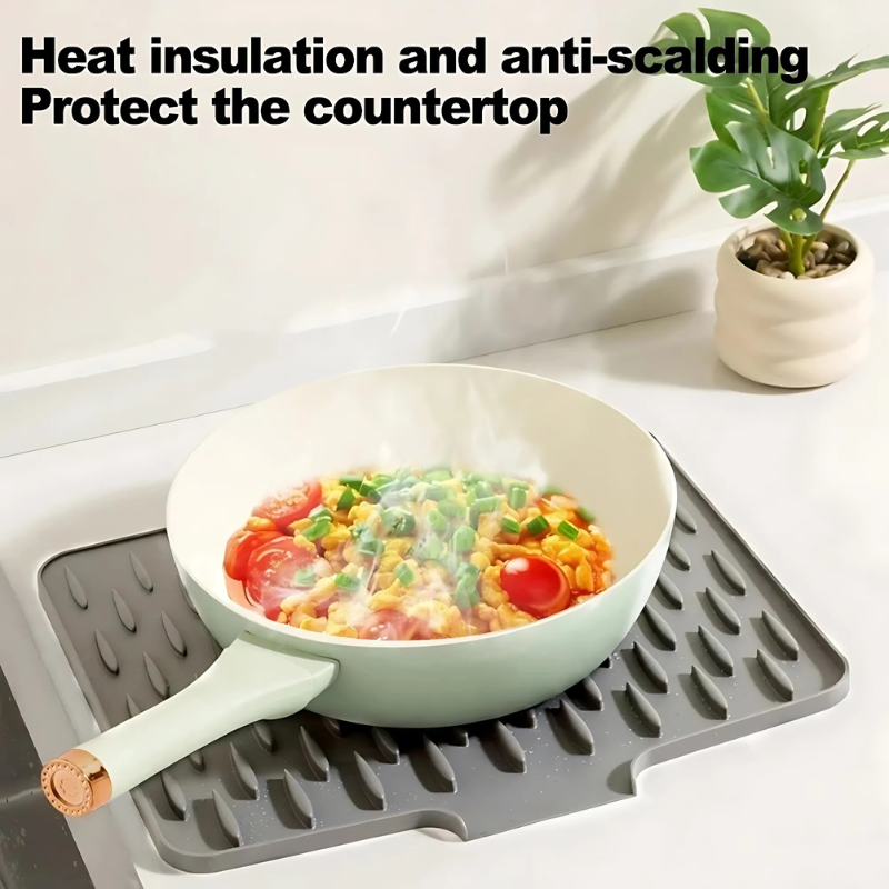 Silicone Dish Drying Mat and Heat-Resistant Worktop Protector
