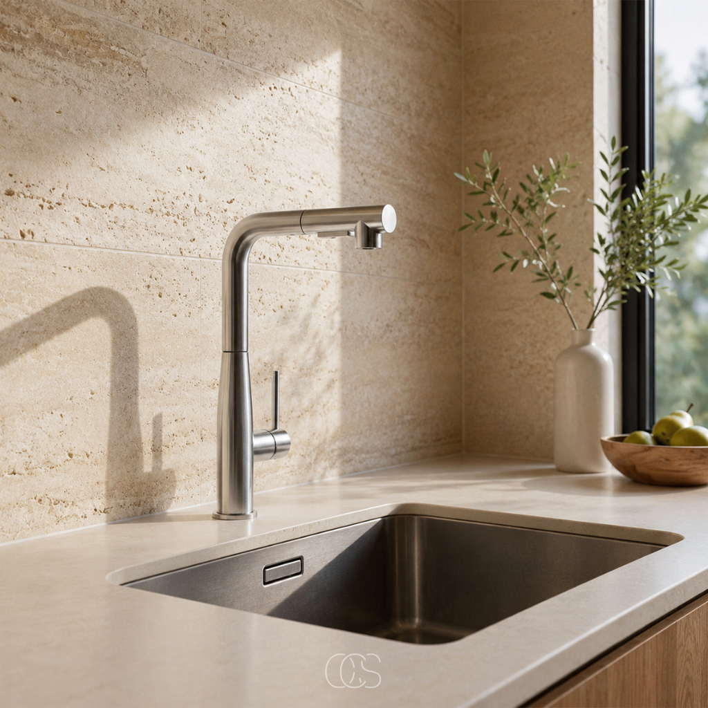 Stainless Steel Kitchen Tap with High Pull-Out Spray Head