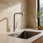 Stainless Steel Kitchen Tap with High Pull-Out Spray Head