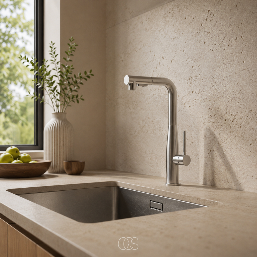 Stainless Steel Kitchen Tap with High Pull-Out Spray Head