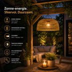 Woven Rattan-Look Solar Pendant Light, 30 cm, Warm White