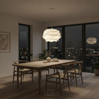 White Petal Pendant Light, 43 cm, Diffused E27 Light