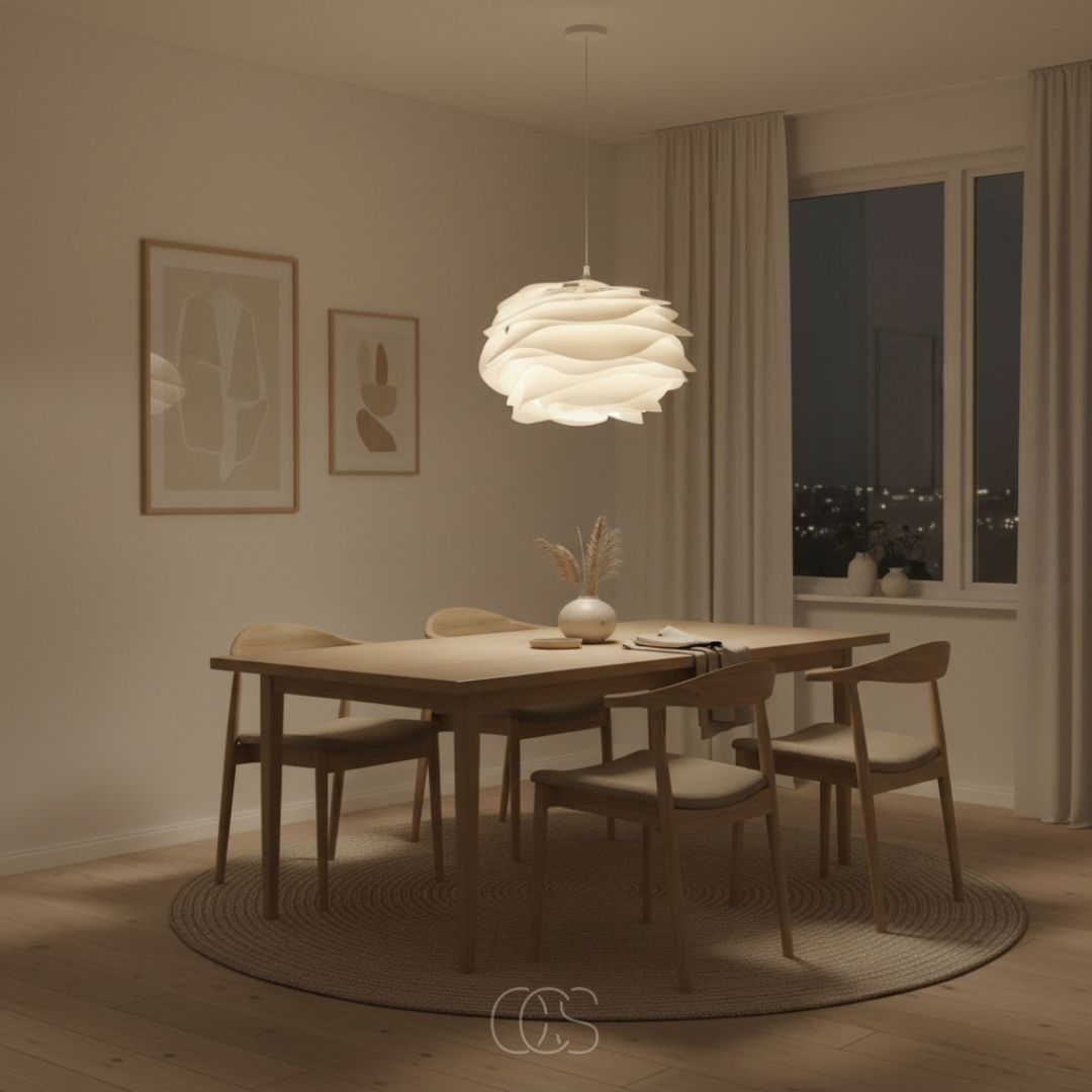 White Petal Pendant Light, 43 cm, Diffused E27 Light