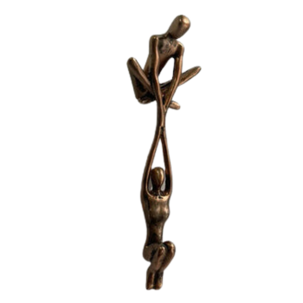 Balancing Couple Sculpture in Resin, Black or Bronze, 20.5cm
