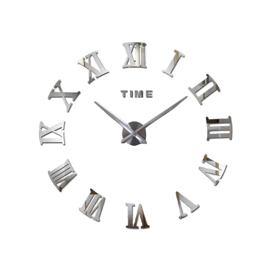 Geometric Roman Numeral Wall Clock, Mirror-Effect Acrylic
