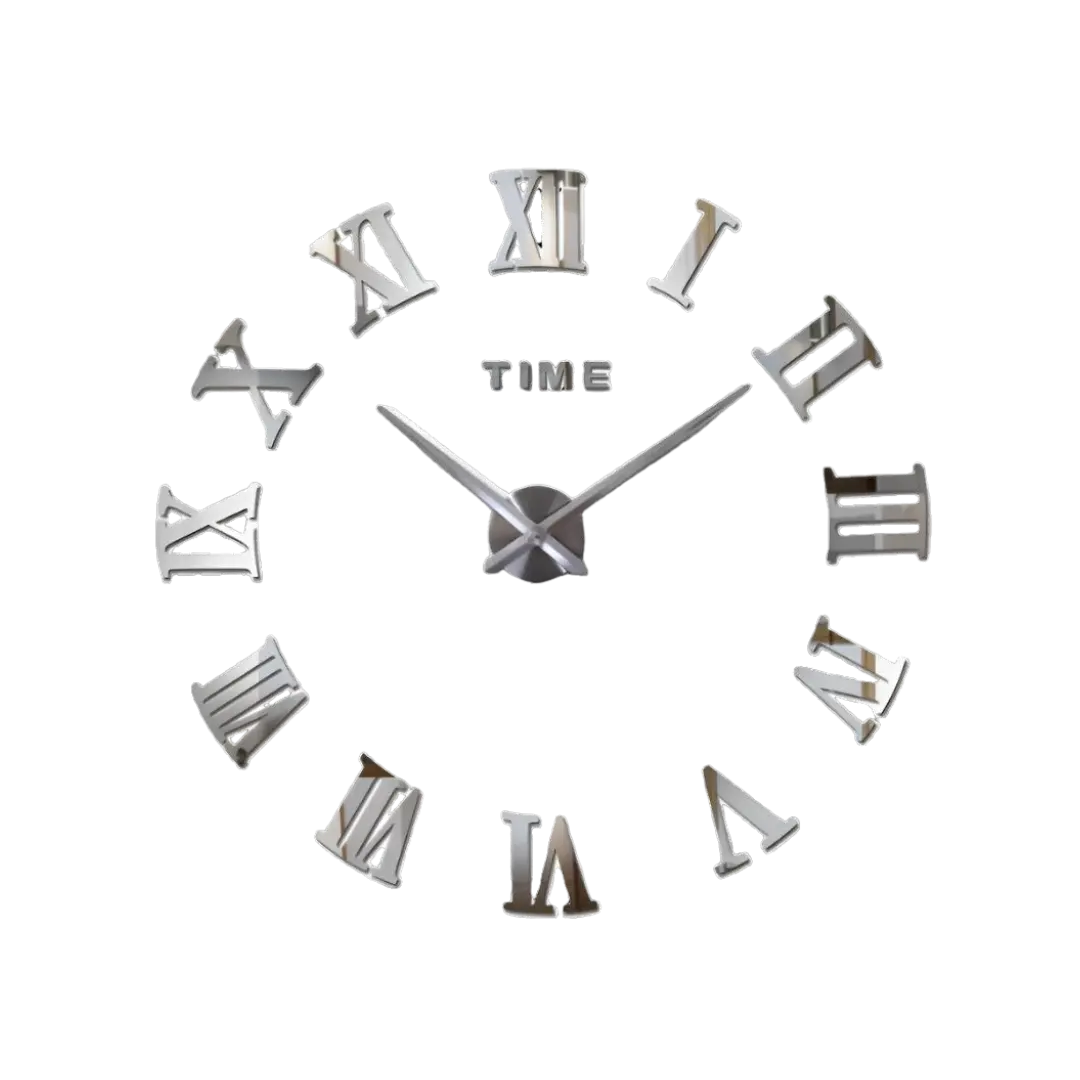 Geometric Roman Numeral Wall Clock, Mirror-Effect Acrylic