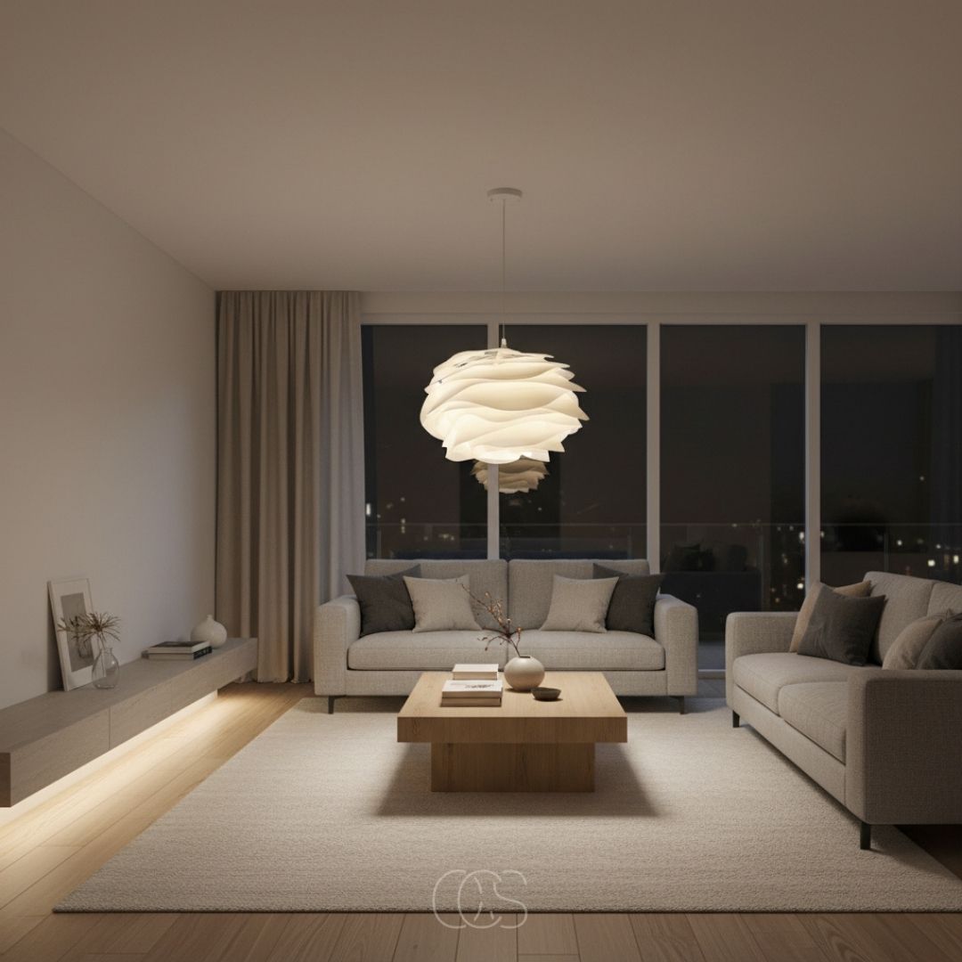 White Petal Pendant Light, 43 cm, Diffused E27 Light