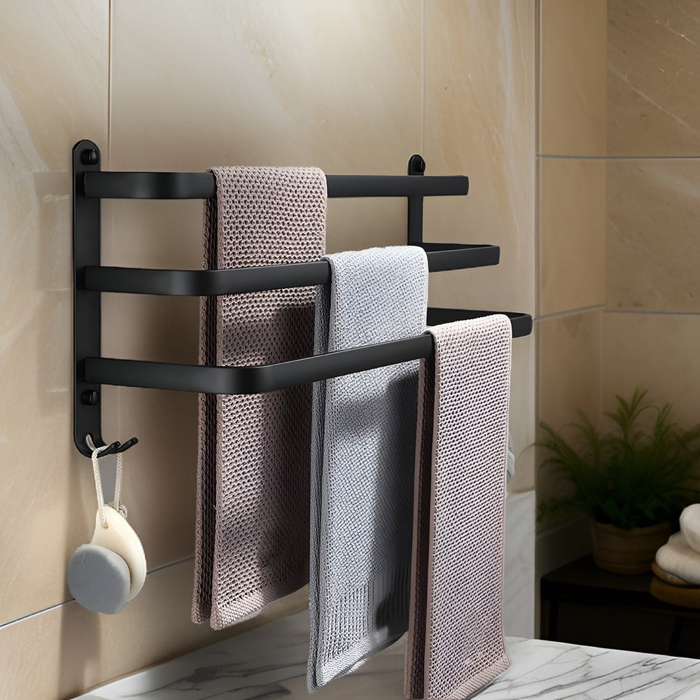 Wall Mounted Aluminium Towel Rack, Black, 40 or 60 cm