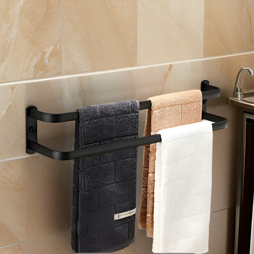 Wall Mounted Aluminium Towel Rack, Black, 40 or 60 cm