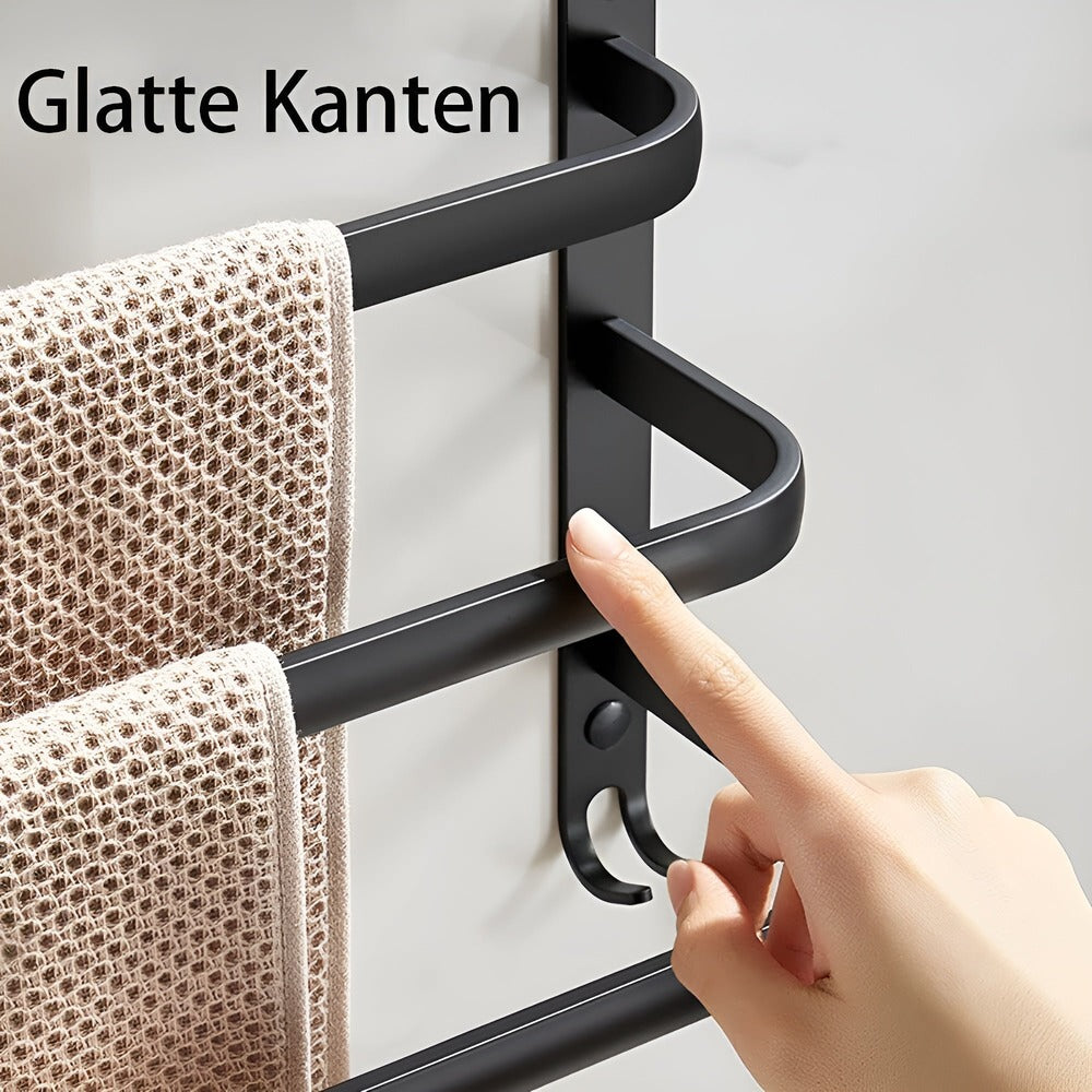 Wall Mounted Aluminium Towel Rack, Black, 40 or 60 cm