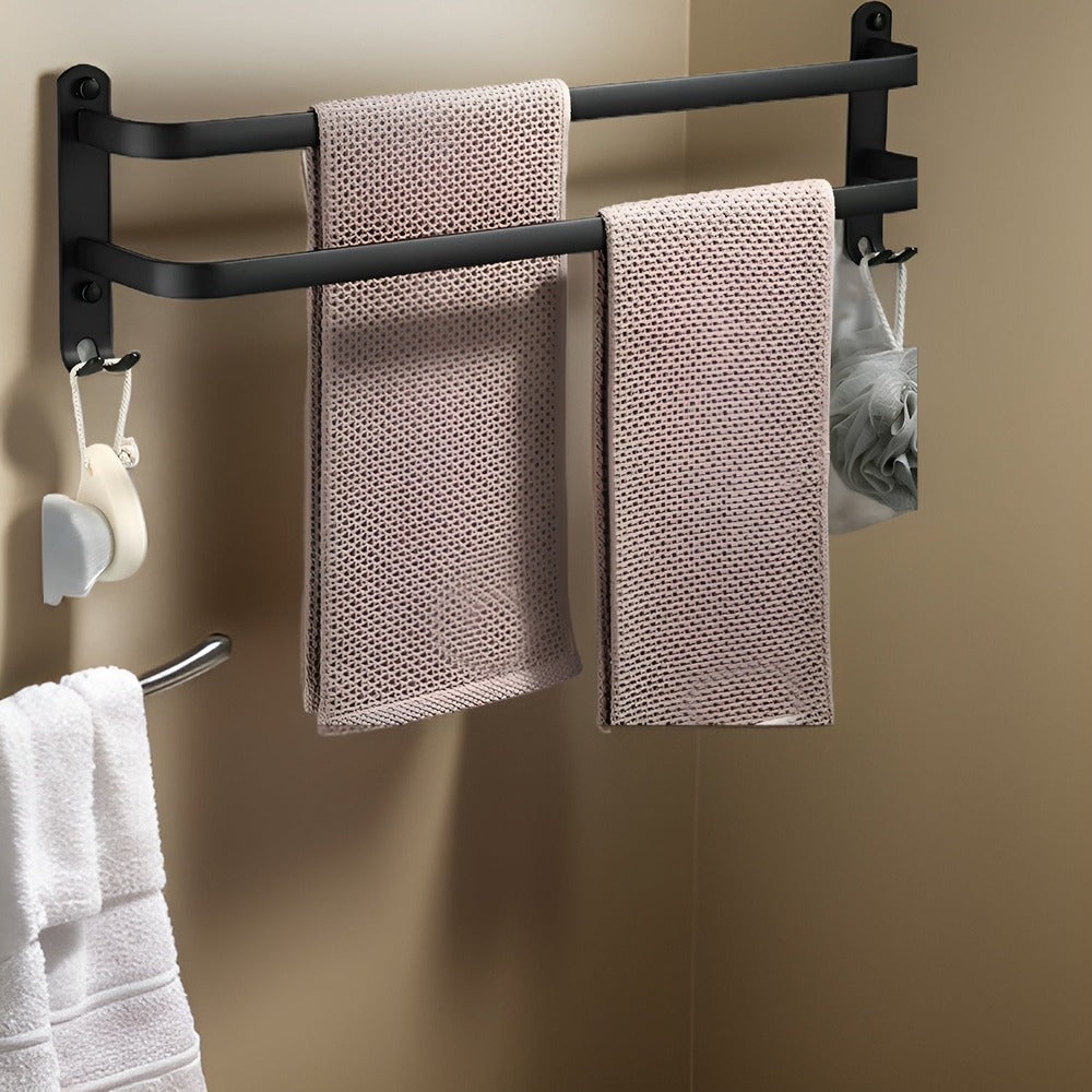 Wall Mounted Aluminium Towel Rack, Black, 40 or 60 cm