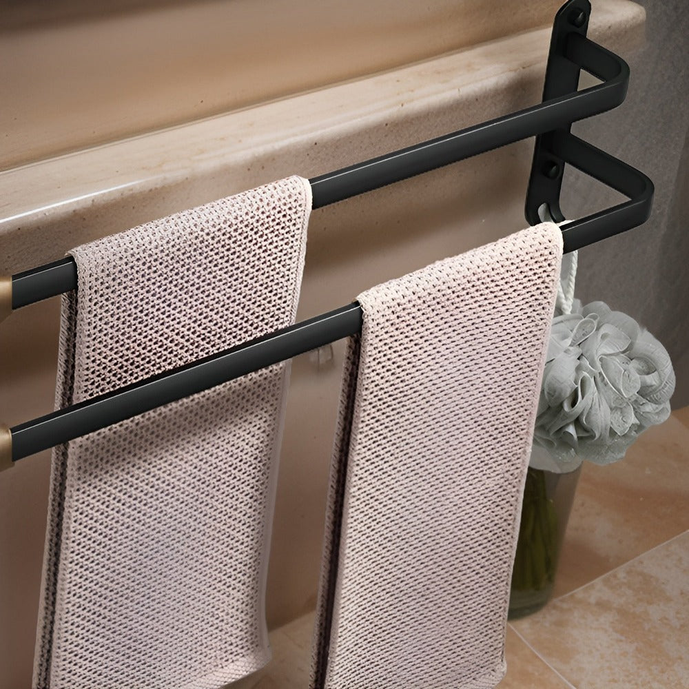 Wall Mounted Aluminium Towel Rack, Black, 40 or 60 cm