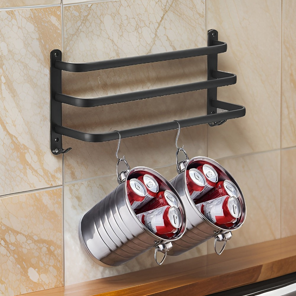 Wall Mounted Aluminium Towel Rack, Black, 40 or 60 cm
