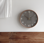 Round Wooden Wall Clock 25cm with Silent Quartz Movement
