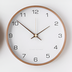 Round Wooden Wall Clock 25cm with Silent Quartz Movement