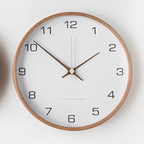 Round Wooden Wall Clock 25cm with Silent Quartz Movement