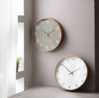 Round Wooden Wall Clock 25cm with Silent Quartz Movement