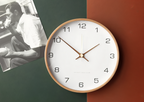 Round Wooden Wall Clock 25cm with Silent Quartz Movement