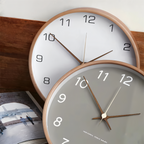 Round Wooden Wall Clock 25cm with Silent Quartz Movement