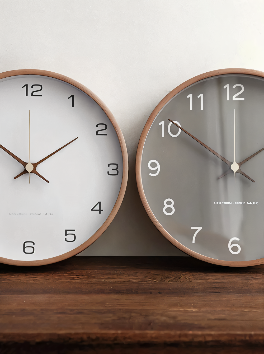 Round Wooden Wall Clock 25cm with Silent Quartz Movement
