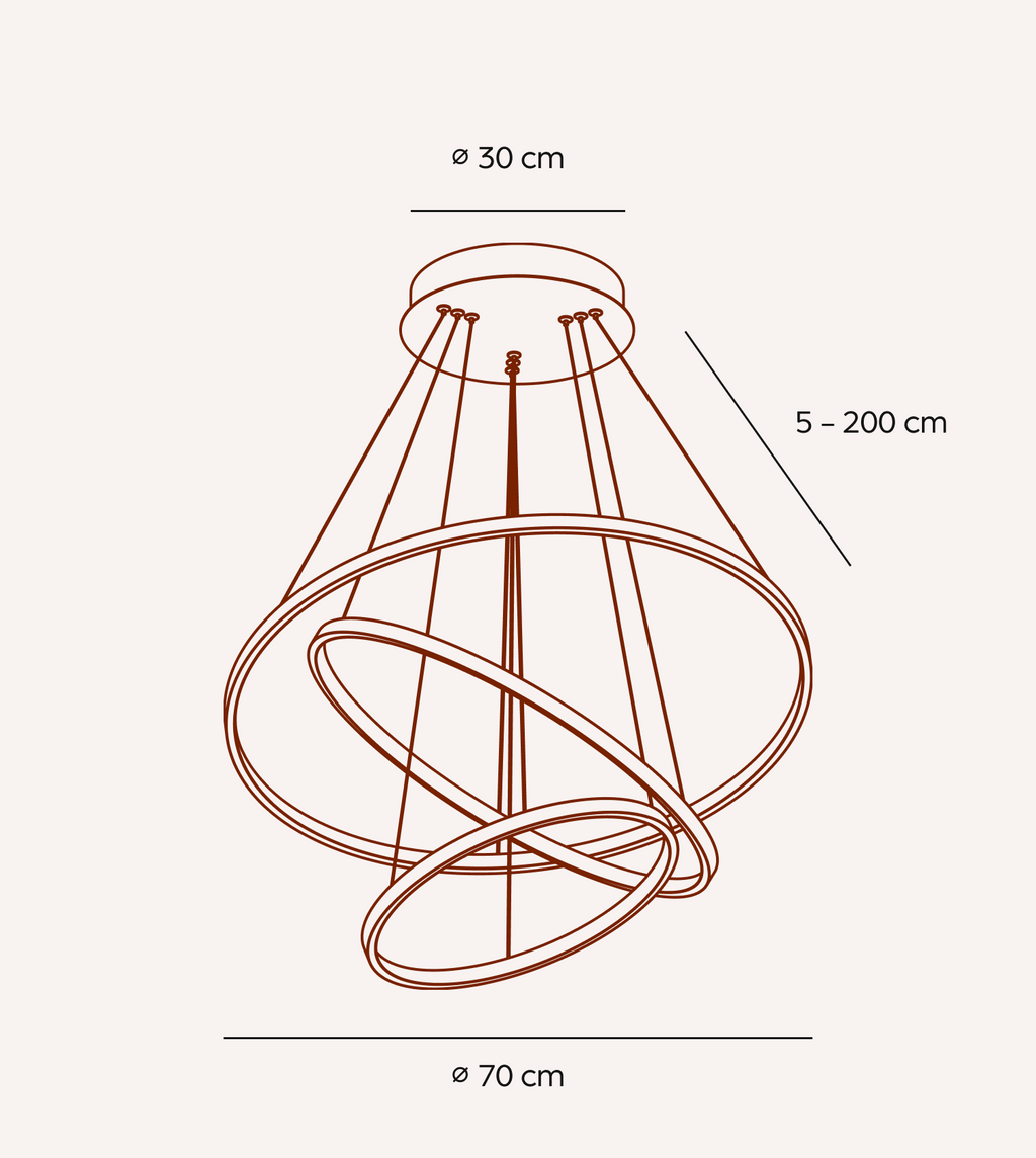 Dimmable LED Ring Chandelier 70/55/40cm with Remote, Aluminium