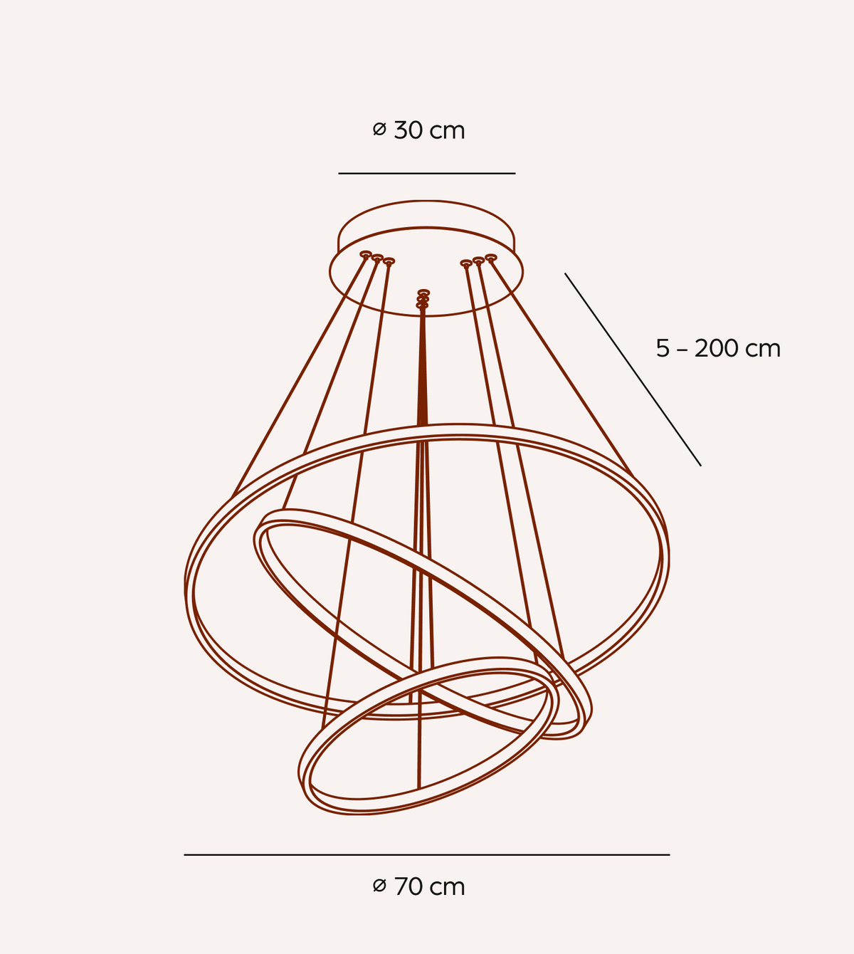 Dimmable LED Ring Chandelier 70/55/40cm with Remote, Aluminium