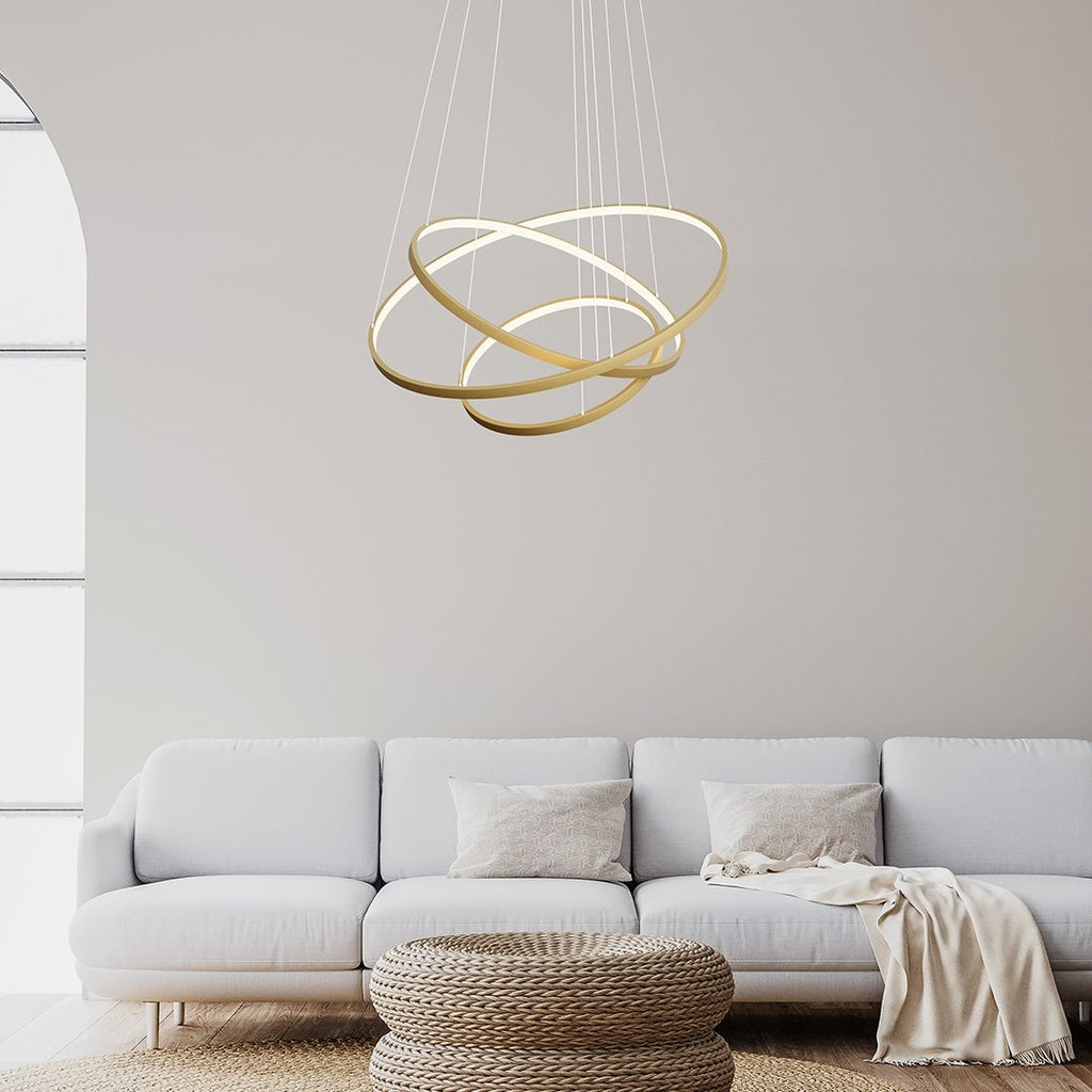 Dimmable LED Ring Chandelier 70/55/40cm with Remote, Aluminium
