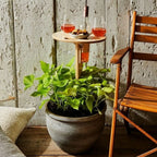 Portable Picnic Wine Table with Ground Spike and Glass Holders