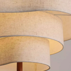 Japandi Fabric Pendant Light with Wood and Metal, Two Sizes