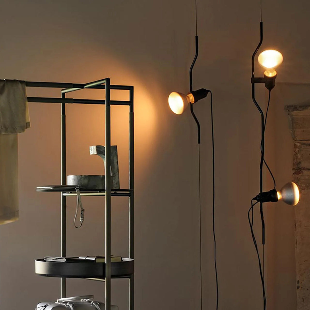 Height-Adjustable Cable Pendant Light with Metal Tube Shade