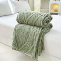 Jacquard Fleece Throw with Woven Geometric Pattern