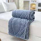 Jacquard Fleece Throw with Woven Geometric Pattern