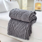 Jacquard Fleece Throw with Woven Geometric Pattern
