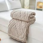 Jacquard Fleece Throw with Woven Geometric Pattern